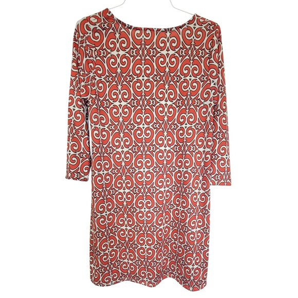 Jade By Jane Dress Short Red & White Swirl Pattern Retro Hippie Womens Large - Picture 2 of 6